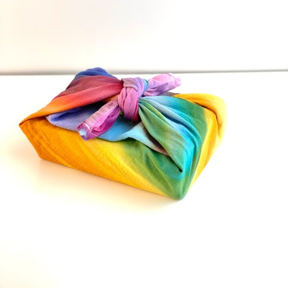 COPY - Furoshiki Hand Rainbow Hand Dyed Scarf or Gift Wrapping Cloth - Picture 5 of 6